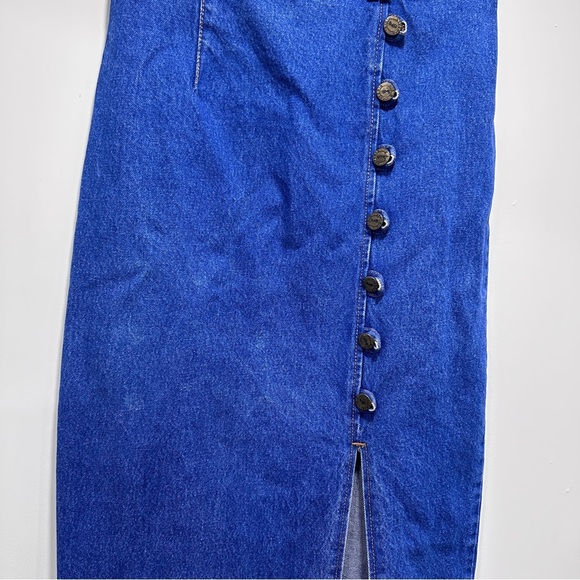 Vintage Denim Button-Down Pencil Skirt - Picture 4 of 9